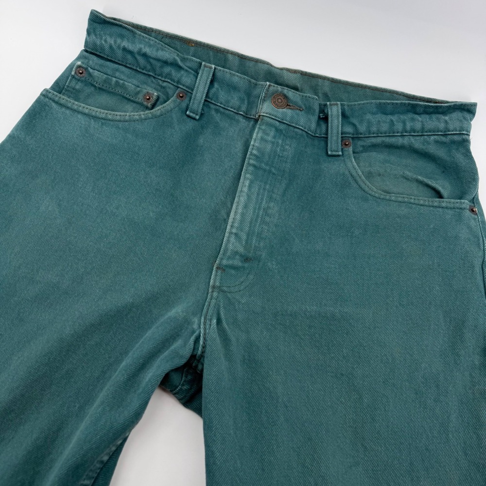 Levi's 550 Relaxed Fit Jeans Mens 34x30 Teal Green Vintage Made in USA 90s Denim